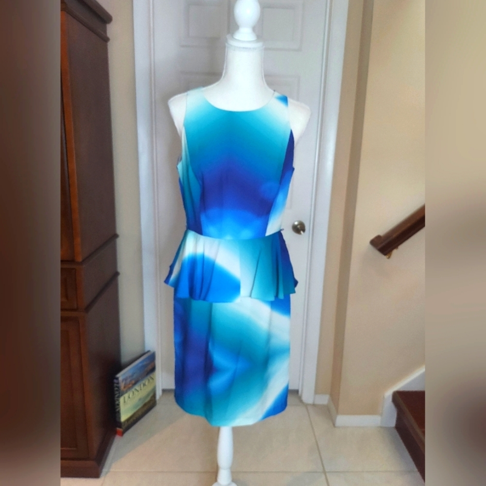 Donna Morgan Blue and White Dress